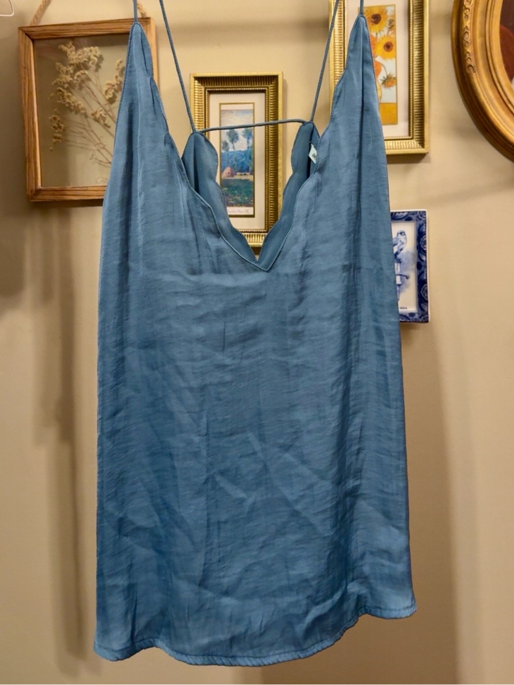 Kimchi Blue Dusty Blue Satin Cami Dress